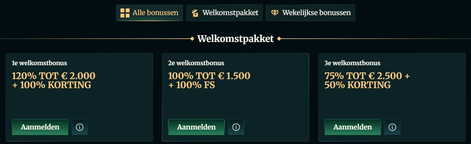 Fair Crown welkomstpakket: drie welkomstbonussen